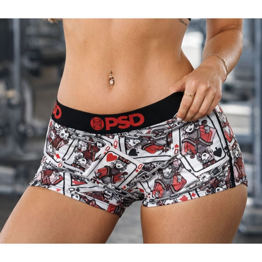PSD Queen Of Hearts Women S Card Print Athletic Boyshort/Underwear NWT